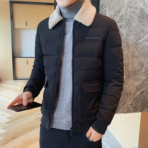 Giacca Imbottita Trapuntata da Uomo Con Colletto in Sherpa Cappotto Invernale Casual Antivento Con Tasche a Patta
