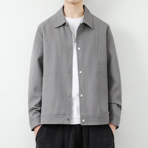 Men's Casual Jacket Retro Turn Down Collar Single Breasted Solid Color Outerwear For Autumn Daily Work Fashion Coat