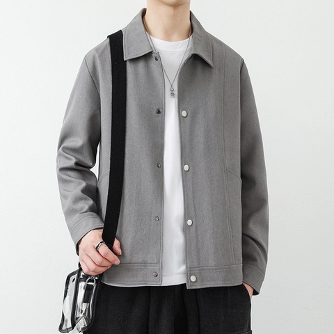Men's Casual Jacket Retro Turn Down Collar Single Breasted Solid Color Outerwear For Autumn Daily Work Fashion Coat
