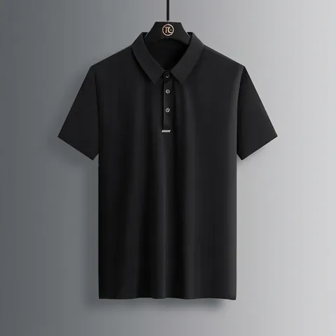 Men Ice Satin Polo Shirt Quick Dry Short Sleeve Top Breathable Cooling Business Casual Lapel Shirts For Men