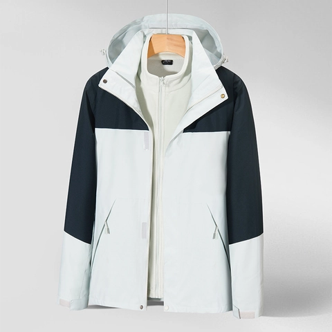 Veste de Randonnée Convertible Imperméable Coupe-vent Manteau à Capuche Doublure Polaire Amovible pour Hommes Femmes Alpinisme Décontracté