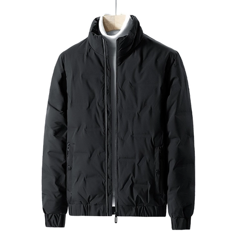 Chaqueta de Plumón Casual para Hombre de Poliéster Relleno de Plumón de Pato Gris Cuello Alto Acolchado Abrigo de Invierno Resistente al Viento Cálido