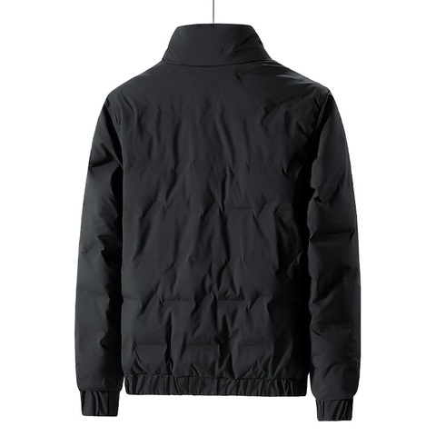 Chaqueta de Plumón Casual para Hombre de Poliéster Relleno de Plumón de Pato Gris Cuello Alto Acolchado Abrigo de Invierno Resistente al Viento Cálido