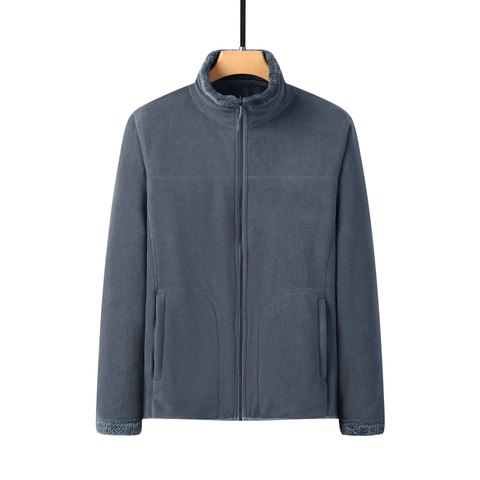 Giacca in Pile Invernale Unisex Termica Calda in Pile Polare Reversibile Doppia Faccia Collo Alto Zip Intera Abbigliamento Casual
