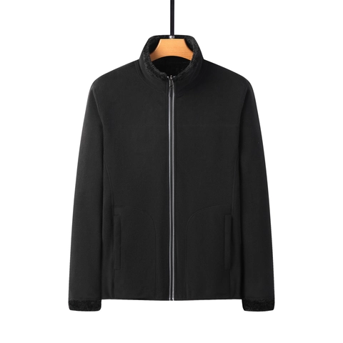Giacca in Pile Invernale Unisex Termica Calda in Pile Polare Reversibile Doppia Faccia Collo Alto Zip Intera Abbigliamento Casual