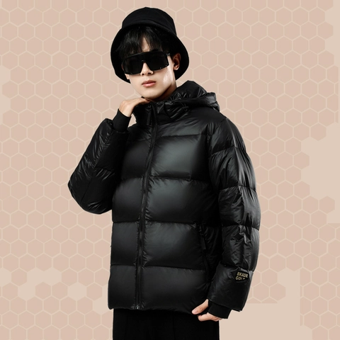 Giacca Invernale Unisex in Piumino con Cappuccio Addensata Calda Piumino d'Anatra Bianca Cappotto Lucido Puffer Outwear Antivento Impermeabile Abbigliamento per Uomo Donna