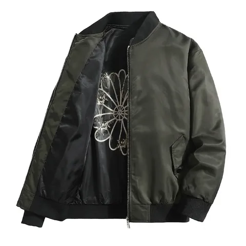 Chaqueta Bomber para Hombre Nailon Resistente al Viento Ropa de Abrigo Casual Streetwear Hip Hop Uniforme de Béisbol Otoño