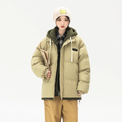 Herren Retro Funktionale Wattierte Jacke Locker Kapuze Dick Warm Winter Overall Mantel Falsches Zweiteiliges Winddicht Oberbekleidung