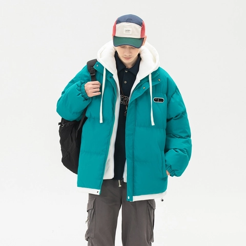 Herren Retro Funktionale Wattierte Jacke Locker Kapuze Dick Warm Winter Overall Mantel Falsches Zweiteiliges Winddicht Oberbekleidung