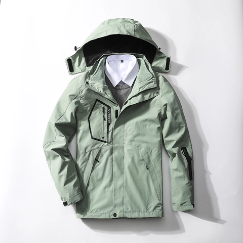 Hooded Outdoor Jacket With Detachable Polar Fleece Liner Windproof Waterproof Winter Coat For Men Women Sportswear