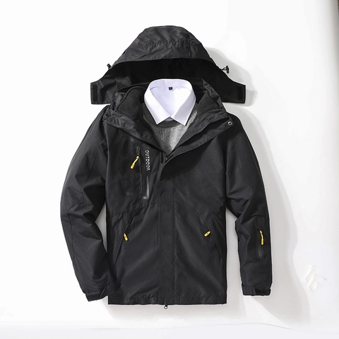 Hooded Outdoor Jacket With Detachable Polar Fleece Liner Windproof Waterproof Winter Coat For Men Women Sportswear