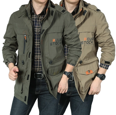Giacca Cargo Outdoor da Uomo Con Cappuccio Impermeabile Antivento Multitasche Casual Cappotto da Lavoro Nylon Poliestere Top da Uomo
