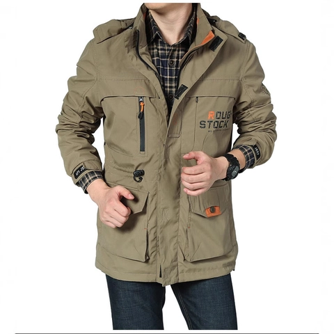 Giacca Cargo Outdoor da Uomo Con Cappuccio Impermeabile Antivento Multitasche Casual Cappotto da Lavoro Nylon Poliestere Top da Uomo