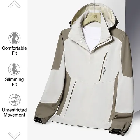 Heren Dames Outdoor Jas Met Capuchon Winddicht Waterdicht Kleurblok Wandelen Klimmen Windjack Lichtgewicht Casual Sportkleding