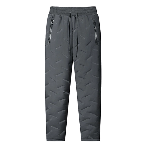 Men's Winter Warm Quilted Pants Fleece Lined Joggers Waterproof Windproof Casual Sweatpants Thickened Outdoor Trousers