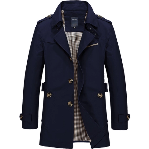 Herren Mittellang Baumwolle Trenchcoat Einreihig Windjacke Mit Schulterklappen Casual Urban Outdoor Jacke Für Frühling Herbst