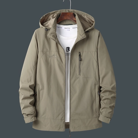 Veste Homme à Capuche Extérieur Coupe-vent Imperméable Tactique Cargo Manteau Léger Printemps Automne Sportswear Décontracté