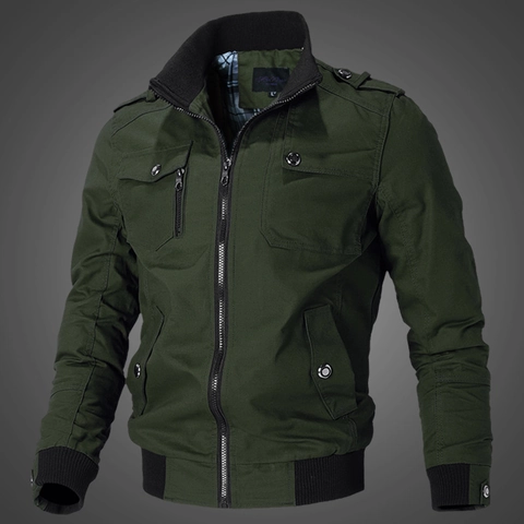 Heren Katoen Militair Workwear Jas Opstaande Kraag Slim Fit Multi Pocket Casual Winddicht Lange Mouw Outwear Cargo Top