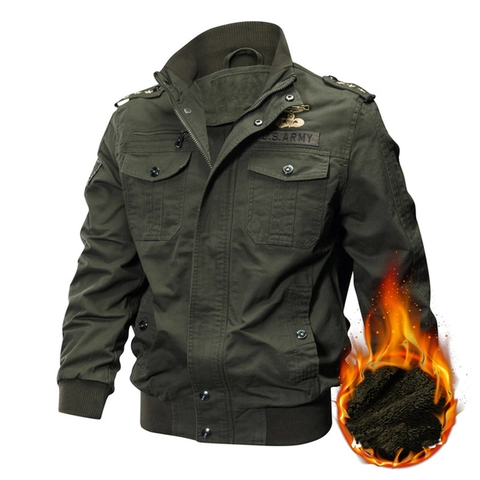 Giacca Tattica Militare da Uomo in Misto Cotone Foderata in Pile Giubbotto Bomber Antivento Collo Alto Cappotto Invernale