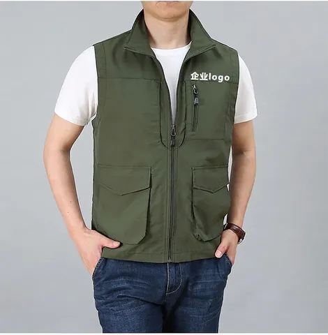 Gilet Utilitario da Uomo Multitasche con Colletto a Listino Casual Workwear Pesca Senza Maniche Giacca da Fotografia Outdoor