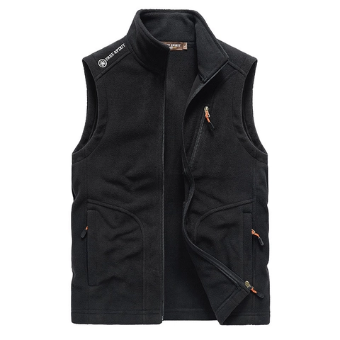 Gilet en Polaire pour Hommes de Plein Air sans Manches Col Montant avec Fermeture Éclair Gilet Léger Veste Chaude pour Randonnée Décontractée