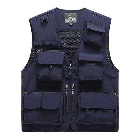 Chaleco de Exterior para Hombre Multibolsillos Forro de Malla Transpirable Chaleco de Fotografía Chaqueta Sin Mangas para Senderismo Pesca
