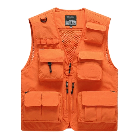 Chaleco de Exterior para Hombre Multibolsillos Forro de Malla Transpirable Chaleco de Fotografía Chaqueta Sin Mangas para Senderismo Pesca