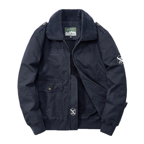 Giacca Bomber Invernale da Uomo Foderata in Pile Cappotto Imbottito Caldo Collo in Pelliccia Sintetica Stile Militare Casual da Uomo