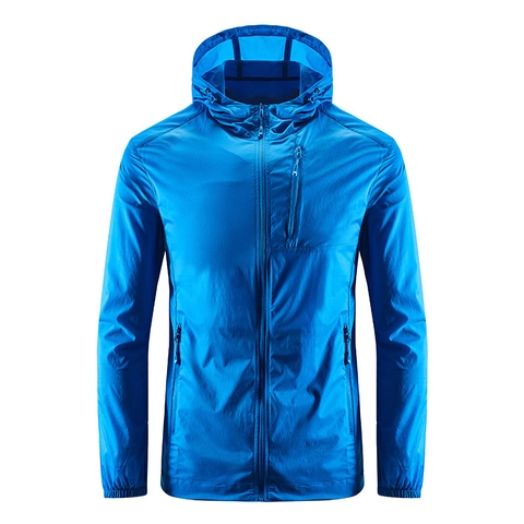 Chaqueta de Protección Solar Ligera para Hombre Mezcla de Nylon y Spandex Ultra Fina Transpirable con Capucha para Pesca