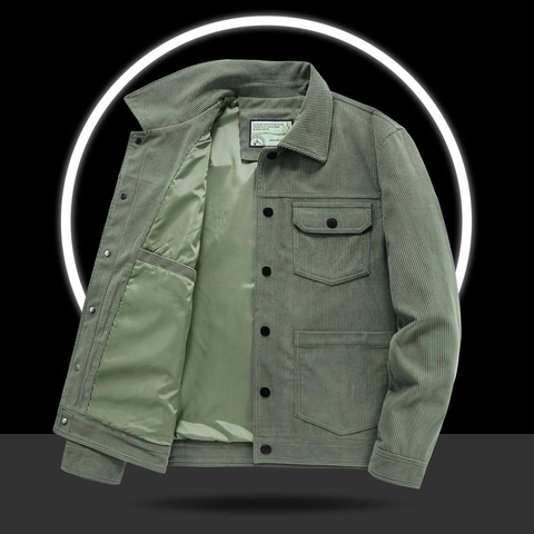 Veste en Velours Côtelé pour Homme Décontracté Vintage Workwear Revers Simple Boutonnage Manteau pour Printemps Automne Mode Homme