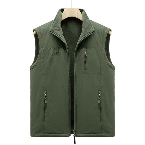 Chaleco De Exterior Para Hombre Forrado De Vellón Resistente Al Viento Cuello Alto Multi Bolsillo Chaleco Para Pesca Fotografía Senderismo Casual Deporte Bodywarmer