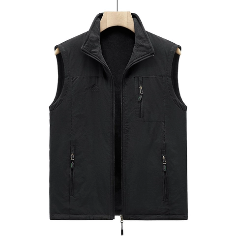 Chaleco De Exterior Para Hombre Forrado De Vellón Resistente Al Viento Cuello Alto Multi Bolsillo Chaleco Para Pesca Fotografía Senderismo Casual Deporte Bodywarmer
