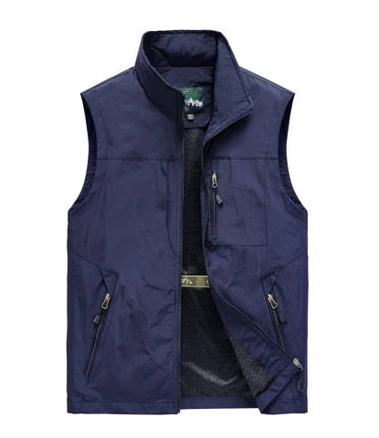 Chaleco de Exterior para Hombre Secado Rápido Multibolsillos Fotografía Pesca Chaleco Cuello Alto Impermeable Ligero Sin Mangas Chaqueta