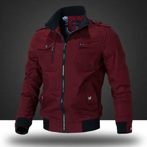 Giacca Cargo da Uomo in Cotone Lavato Casual Collo alla Coreana Multitasche Stile Militare Giacca a Vento Cappotto Bomber Pilota