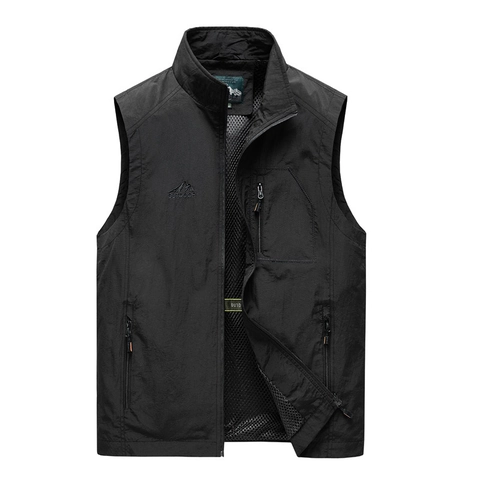 Heren Staande Kraag Outdoor Vis Hesje Sneldrogend Meerdere Zakken Mesh Voering Casual Mouwloos Jack Voor Heren Wandelen