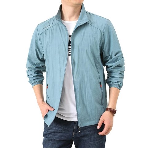 Coupe-vent de Plein Air Léger pour Hommes Protection Solaire UPF 50 Plus Respirant Séchage Rapide Randonnée Pêche Col Montant Haut Décontracté