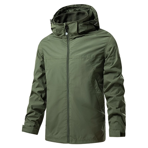 Chaqueta con Capucha para Hombre al Aire Libre Cortavientos Impermeabile de Tela de Nailon Transpirable Softshell para Senderismo Camping Viaje Ropa Deportiva Casual