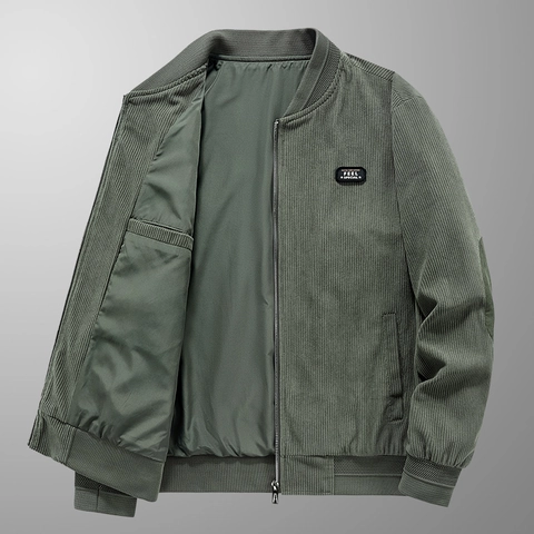 Giacca Bomber da Uomo in Velluto a Coste Vintage Casual Capispalla con Cerniera per Primavera Autunno Uomo Vestibilità Ampia