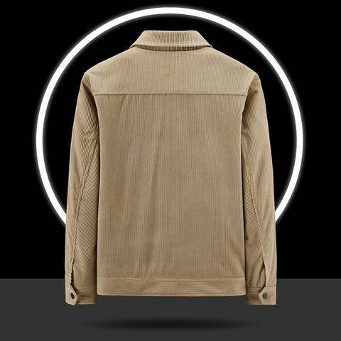 Chaqueta Casual de Pana para Hombre Vintage Ropa de Trabajo Solapa Abotonadura Sencilla Multibolsillos Abrigo para Primavera Otoño Streetwear