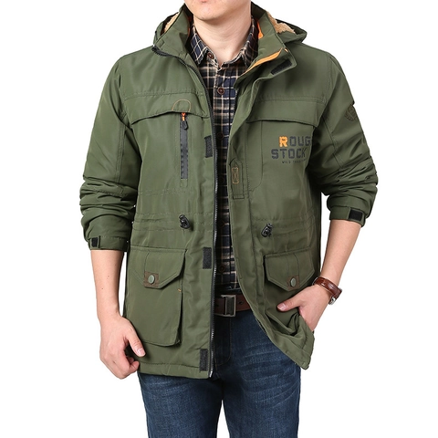 Giacca Imbottita Invernale da Uomo Foderata in Pile di Lana di Agnello Parka Cargo con Cappuccio Antivento Caldo Cappotto Casual