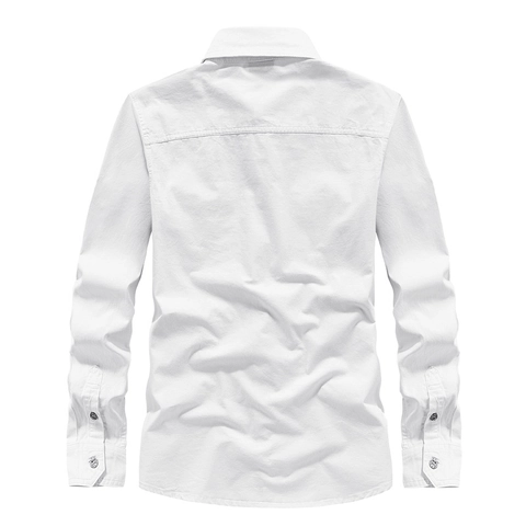 Herren Langarm Militär Taktisches Cargo Hemd Reine Baumwolle Lockere Passform Outdoor Hemd Mit Schulterklappen Und Stickerei Aufnäher Daily Work Hemd Für Männer