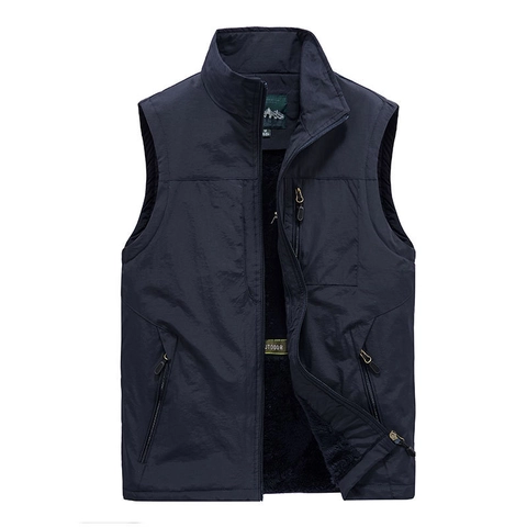 Herren Outdoor Fleece Weste Winddicht Stehkragen Multi Tasche Jacke Lässig Thermische Bodywarmer Für Angeln Wandern Fotografie
