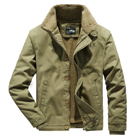 Giacca Invernale Cargo Casual Da Uomo Con Collo In Sherpa Foderata In Pile Cappotto Militare In Cotone Antivento Pesante