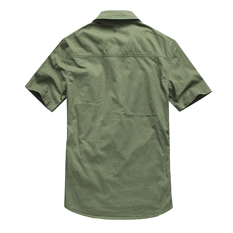 Herren Kurzarm Cargohemd Aus 100% Baumwolle Mehrere Taschen Casual Outdoor Militär Stil Hemd Oberteil Für Den Sommer