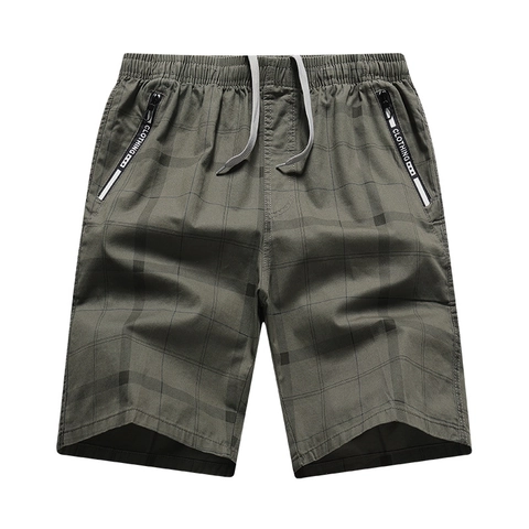 Herren Plaid Baumwolle Shorts Atmungsaktiv Gerade Bein Kordelzug Sommer Casual Shorts Mit Reißverschlusstaschen Bequeme Herren Unterteile