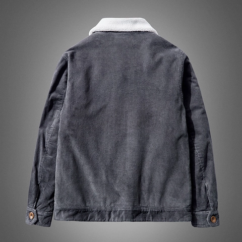 Herren Vintage Cordjacke Mit Sherpa Futter Winter Warm Vlies Mantel Lockerer Schnitt Workwear Casual Outerwear Mode Tops