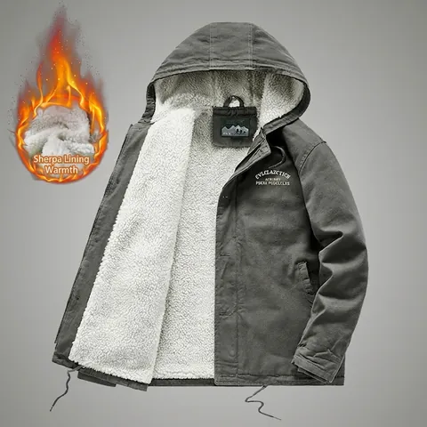 Giacca Invernale Da Uomo In Cotone Pesante Con Fodera In Pile Sherpa Caldo Parka Con Cappuccio Casual Cappotto All'aperto
