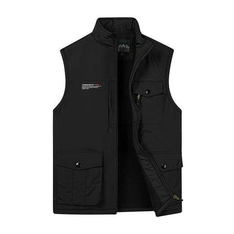 Chaleco Táctico al Aire Libre para Hombre con Forro de Felpa Bolsillos Múltiples Impermeable a Prueba de Viento Cuello Alto Invierno Cálido Chaleco Cargo Hombre