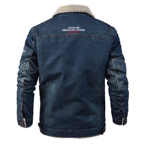 Herren Casual Sherpa Gefütterte Jeansjacke Dicke Winter Fleece Mantel Gesticktes Revers Lockere Passform Warm Baumwolle Große Größen