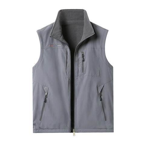 Herren Wendeweste Fleece Outdoor Multi-tasche Stehkragen Winddichte Nylon Ärmellose Jacke Casual Übergröße Weste